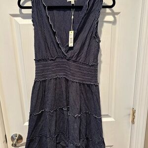Max Studio Navy and White Striped Dress